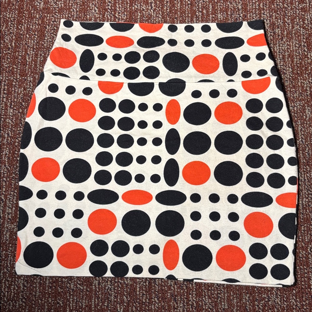 Vintage Y2K 2000’s Gaby bold Polka Dot Skirt in Black and Orange retro inspired